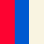 Red, Blue and Skim Beige